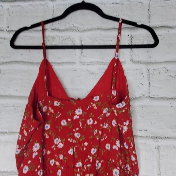 Everly Sleeveless floral red romper medium - Picture 5 of 10
